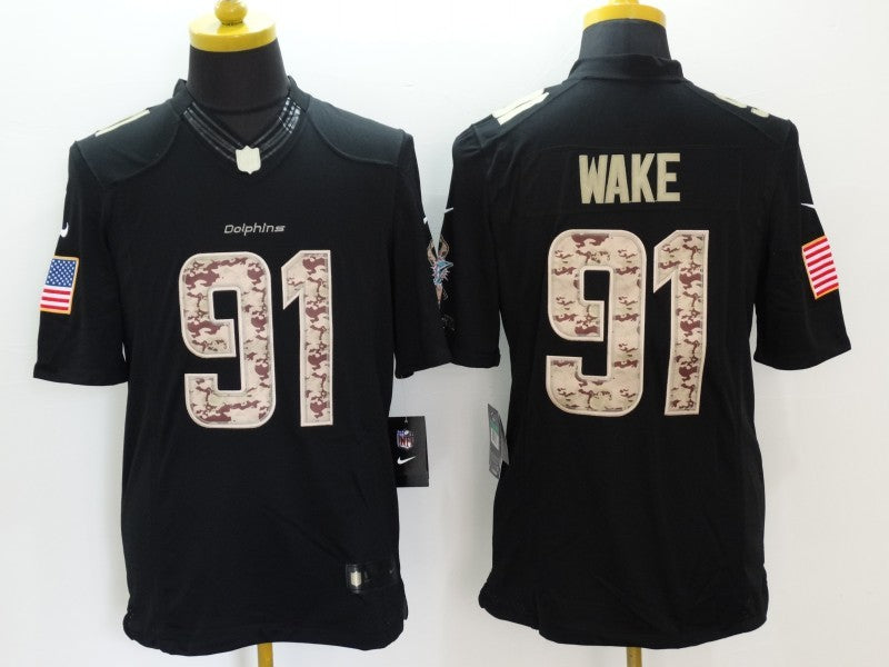 Men’s Miami Dolphins Cameron Wake #91 Black Jersey