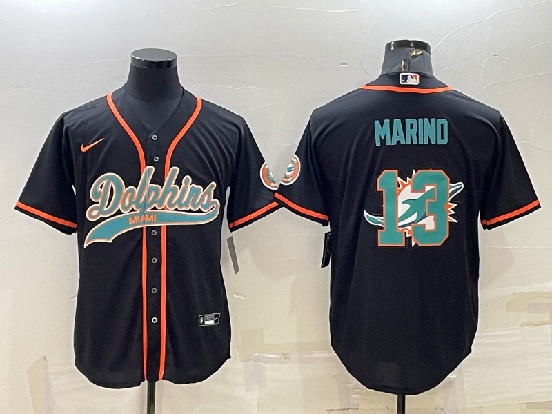 Men’s Miami Dolphins Dan Marino #13 Black Jersey Joint Edition