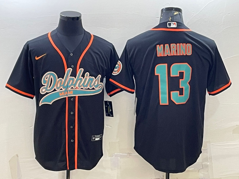 Men’s Miami Dolphins Dan Marino #13 Black Jersey Joint Edition