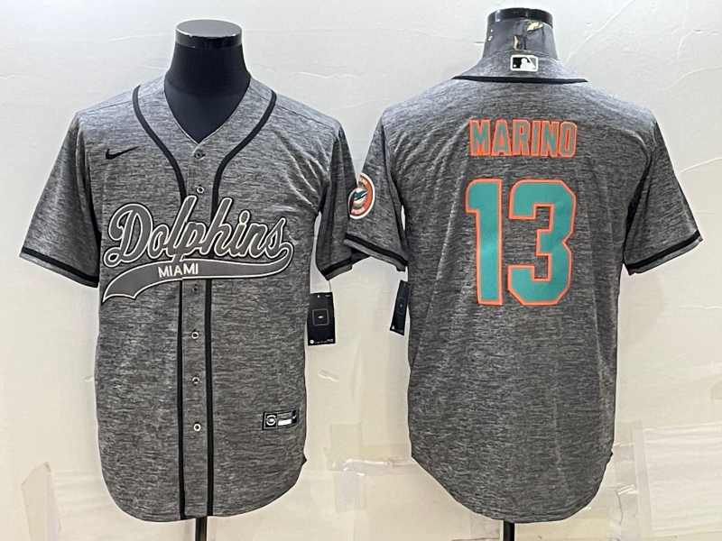 Men’s Miami Dolphins Dan Marino #13 Gray Jersey Joint Edition