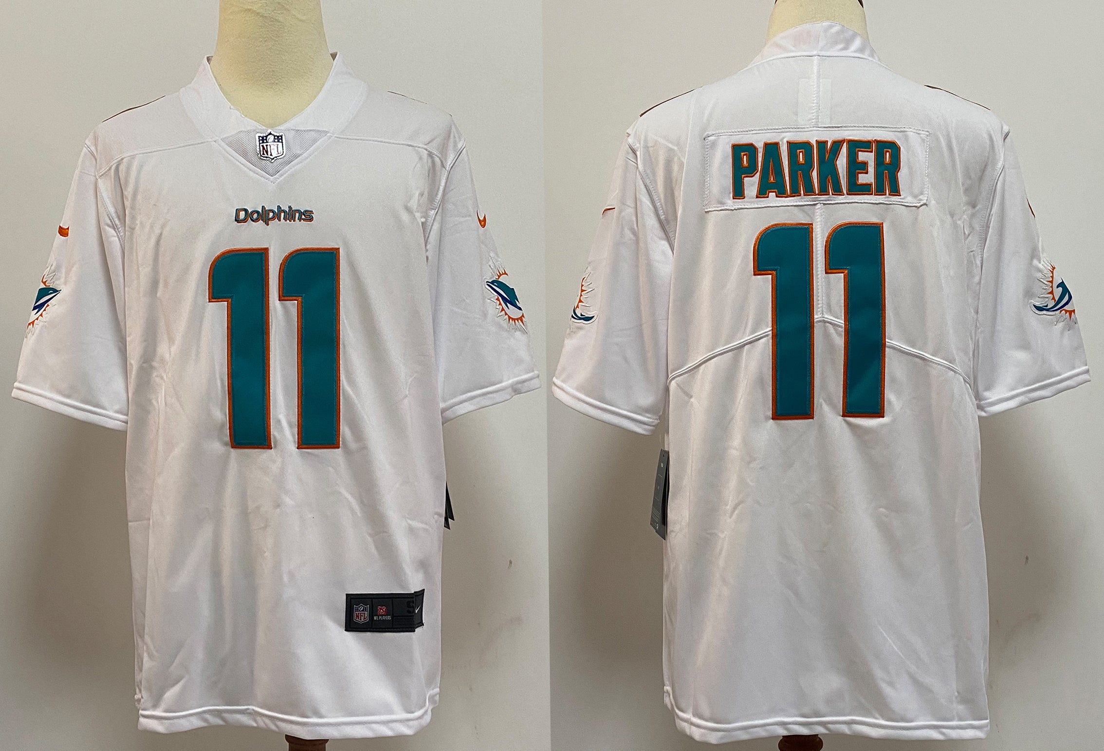 Men’s Miami Dolphins DeVante Parker #11 White Aqua Jersey