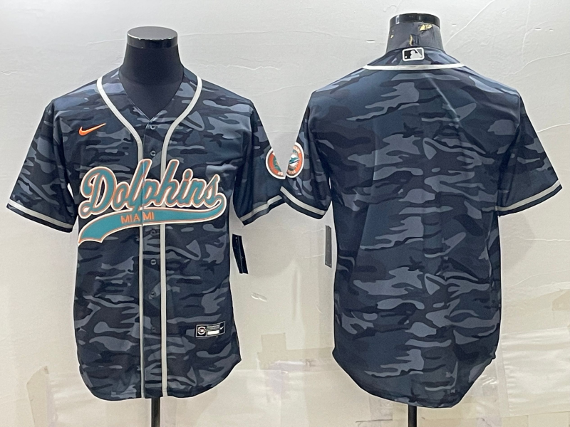 Men’s Miami Dolphins Grey Camouflage Blank Jersey