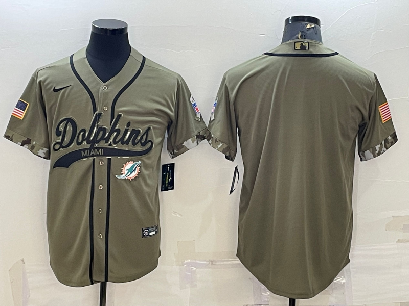 Men’s Miami Dolphins Olive 2022 Salute To Service Limited Blank Jersey