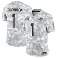 Men’s Miami Dolphins Tua Tagovailoa #1 Arctic Camo 2024 Salute to Service Limited Jersey