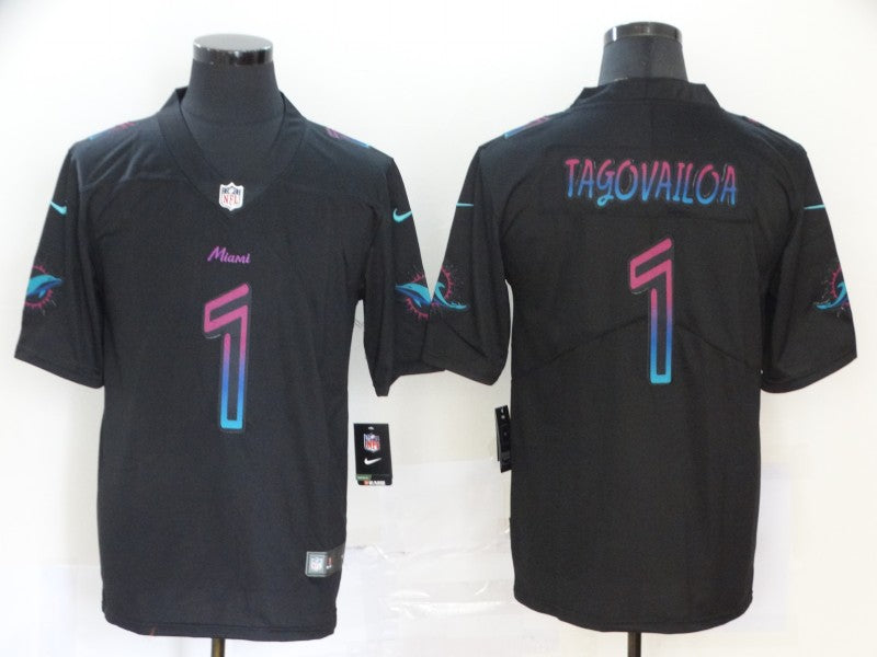 Men’s Miami Dolphins Tua Tagovailoa #1 Black City Edition Jersey