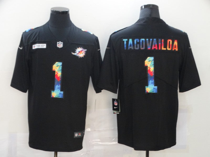 Men’s Miami Dolphins Tua Tagovailoa #1 Black Jersey