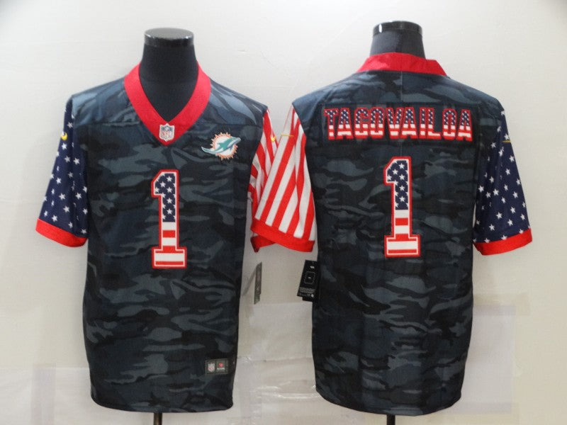Men’s Miami Dolphins Tua Tagovailoa #1 Gray Camouflage Jersey