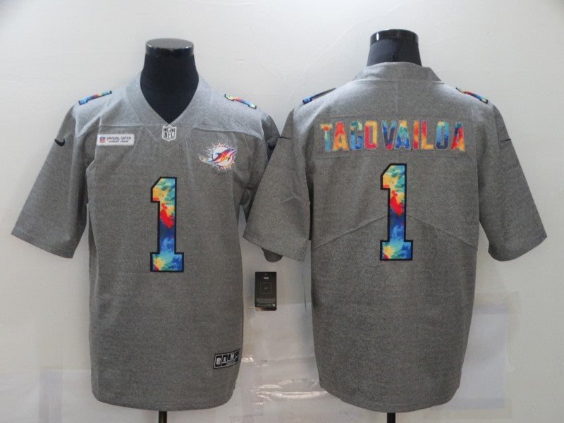 Men’s Miami Dolphins Tua Tagovailoa #1 Gray Jersey