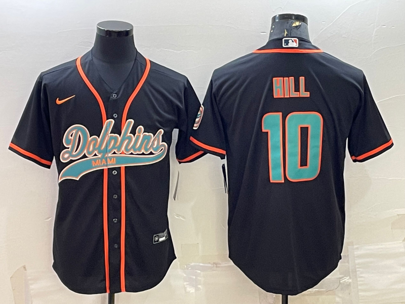 Men’s Miami Dolphins Tyreek Hill #10 Black Jersey Joint Edition