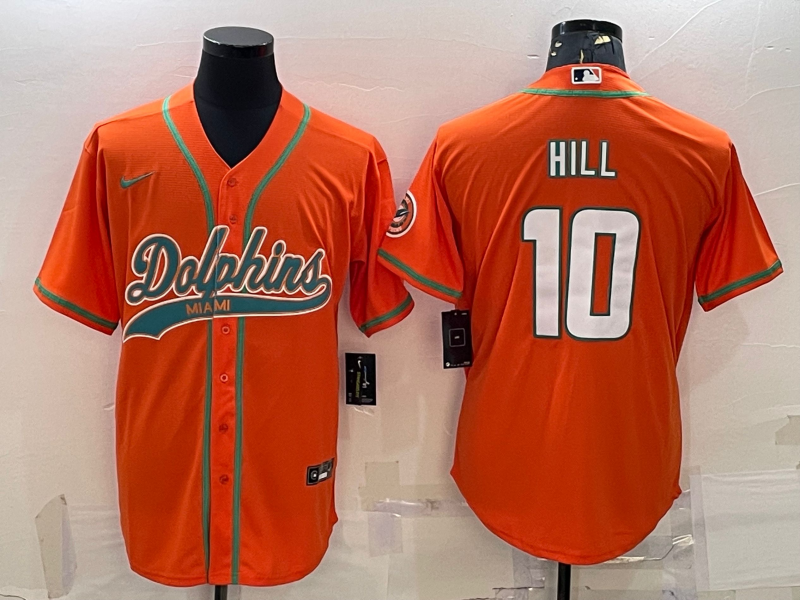 Men’s Miami Dolphins Tyreek Hill #10 Orange Jersey Joint Edition
