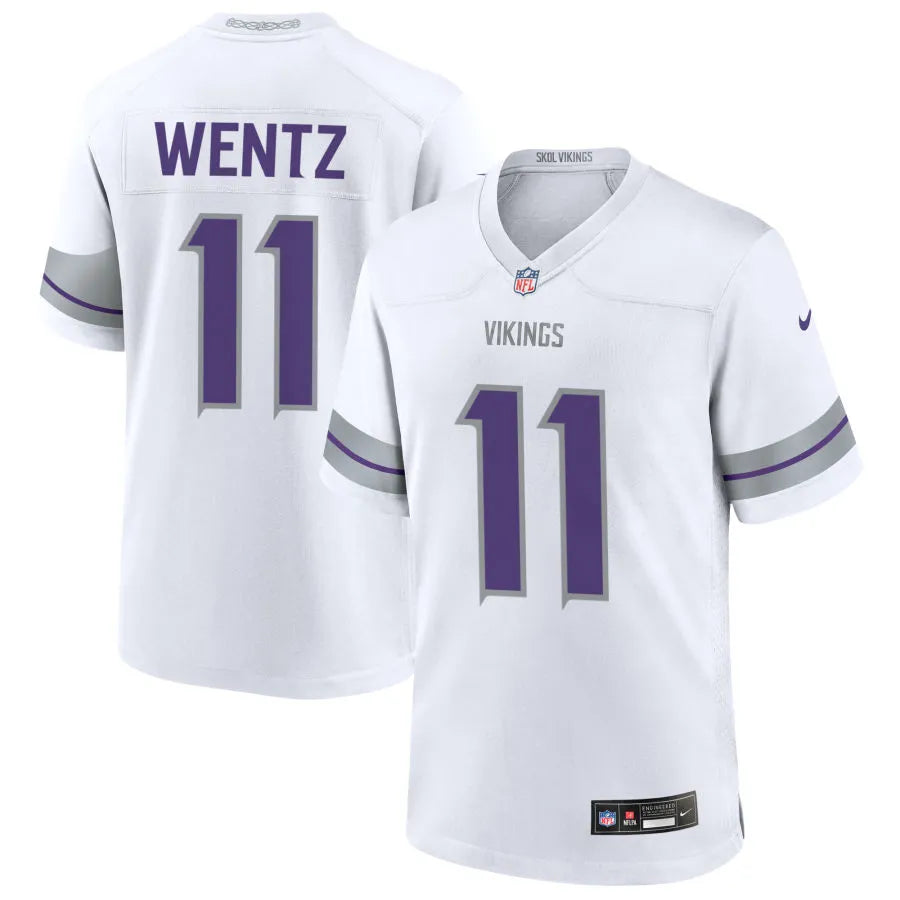 Men’s Minnesota Vikings #11 Carson Wentz Nike White Alternate Vapor F.U.S.E. Winter Warrior Limited Jersey