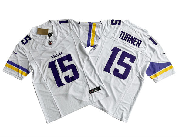 Men’s Minnesota Vikings #15 Dallas Turner Nike White F.U.S.E. Vapor Limited Jersey