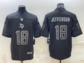 Men’s Minnesota Vikings #18 Justin Jefferson Black Reflective Limited Jersey