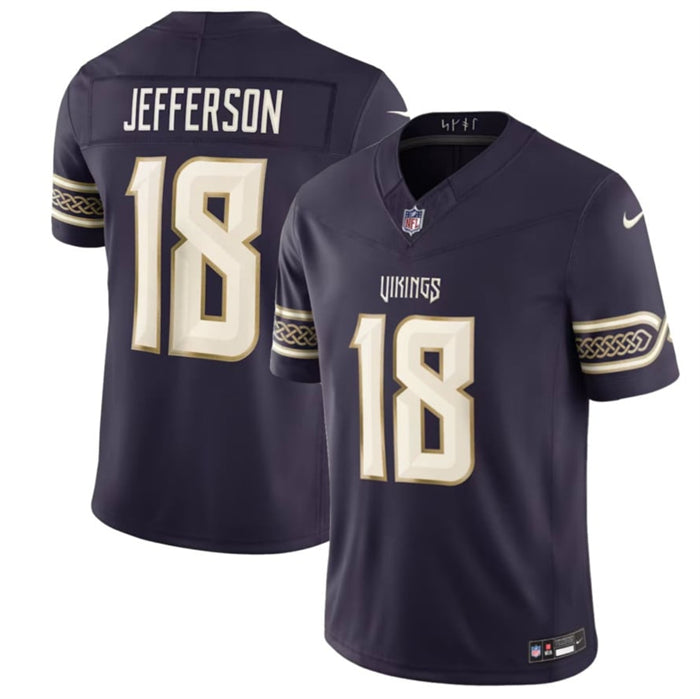 Men’s Minnesota Vikings #18 Justin Jefferson Deep Purple 2026 F.U.S.E. Rivalries Collection Limited Stitched Football Jersey