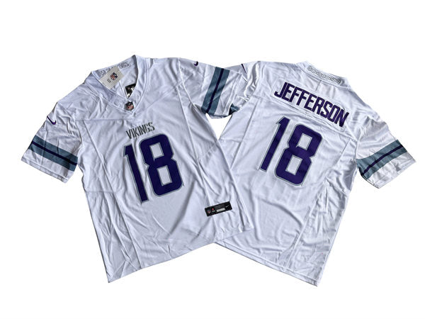 Men’s Minnesota Vikings #18 Justin Jefferson Nike White Alternate Vapor F.U.S.E. Winter Warrior Limited Jersey