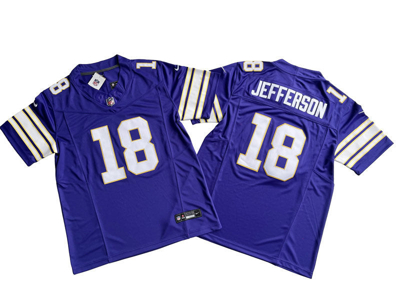 Men’s Minnesota Vikings #18 Justin Jefferson Purple Classic F.U.S.E. Limited Jersey