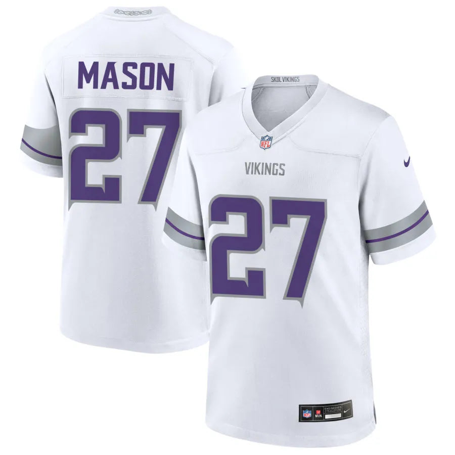 Men’s Minnesota Vikings #27 Jordan Mason Nike White Alternate Vapor F.U.S.E. Winter Warrior Limited Jersey