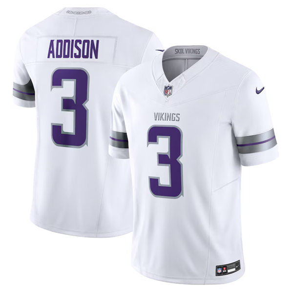 Men’s Minnesota Vikings #3 Jordan Addison Nike White Alternate Vapor F.U.S.E. Winter Warrior Limited Jersey