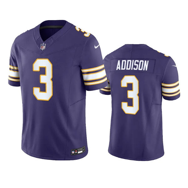 Men’s Minnesota Vikings #3 Jordan Addison Purple Classic F.U.S.E. Limited Jersey