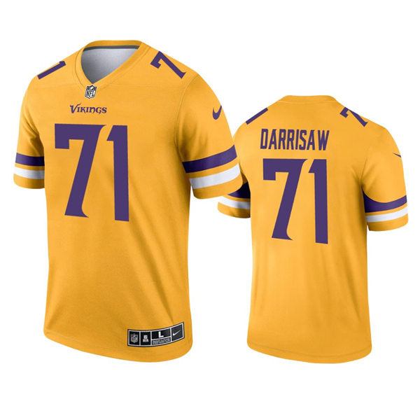 Men’s Minnesota Vikings #71 Christian Darrisaw Nike Gold Inverted Limited Jersey