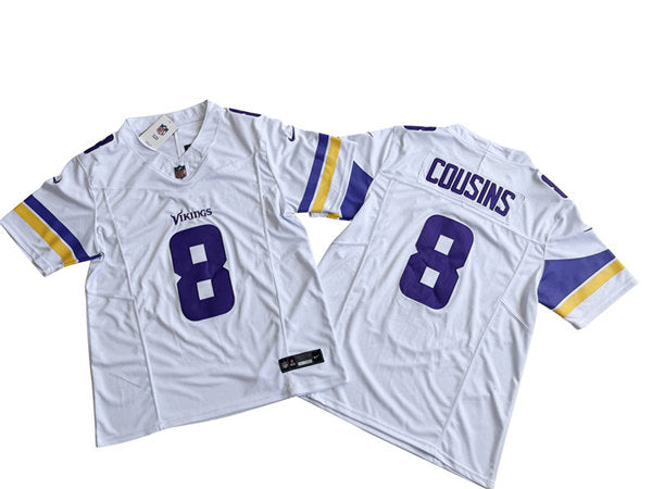 Men’s Minnesota Vikings #8 Kirk Cousins Nike White 2023 F.U.S.E. Vapor Limited Jersey