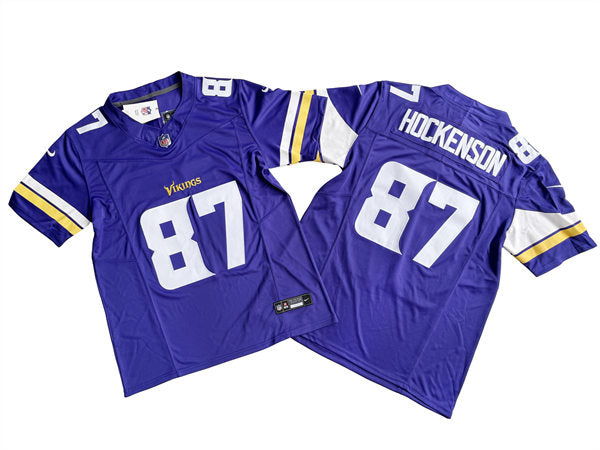 Men’s Minnesota Vikings #87 T.J. Hockenson Nike Purple 2023 F.U.S.E. Vapor Limited Jersey
