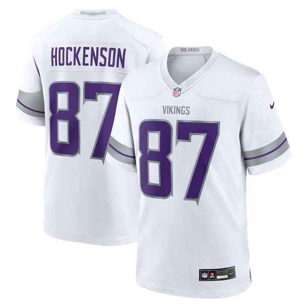 Men’s Minnesota Vikings #87 T.J. Hockenson Nike White Alternate Vapor F.U.S.E. Winter Warrior Limited Jersey