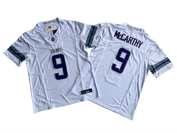 Men’s Minnesota Vikings #9 J. J. McCarthy Nike White Alternate Vapor F.U.S.E. Winter Warrior Limited Jersey