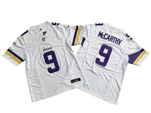 Men’s Minnesota Vikings #9 J.J. McCarthy Nike White Vapor Untouchable Limited Palyer Jersey