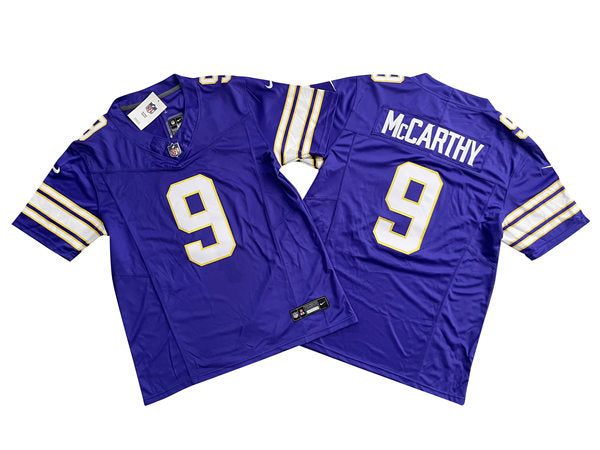 Men’s Minnesota Vikings #9 J. J. McCarthy Purple Classic F.U.S.E. Limited Jersey