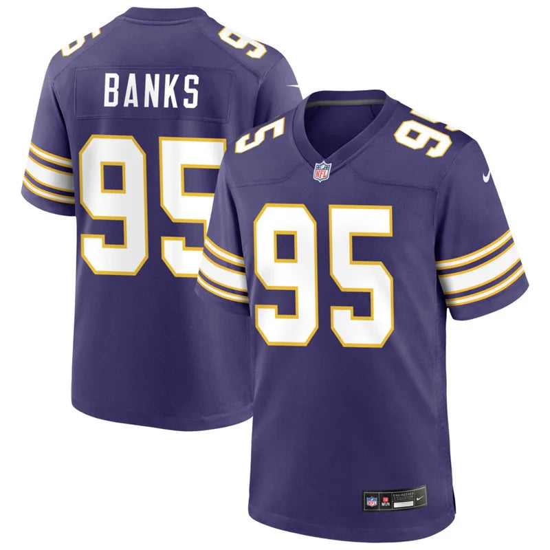 Men’s Minnesota Vikings #95 Caleb Banks  Nike Purple Classic F.U.S.E. Limited Jersey