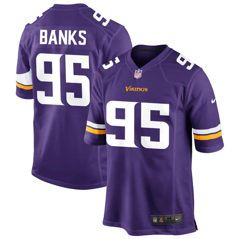 Men’s Minnesota Vikings #95 Caleb Banks Nike Purple F.U.S.E. Vapor Limited Jersey