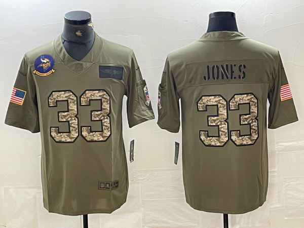 Men’s Minnesota Vikings Aaron Jones #33 Olive Jersey