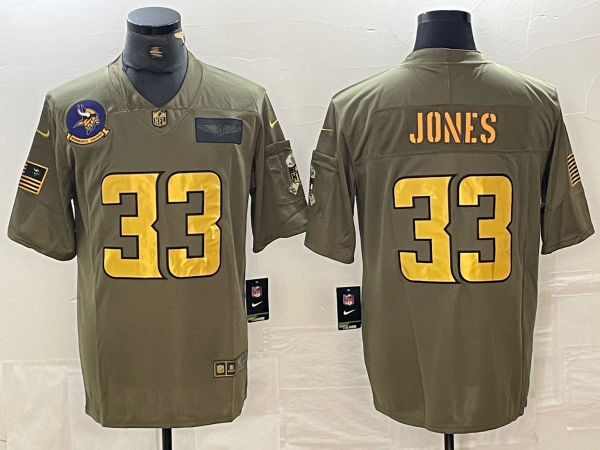 Men’s Minnesota Vikings Aaron Jones #33 Olive Jersey