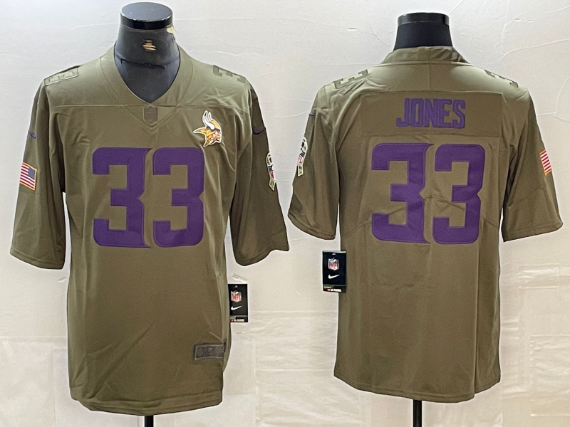 Men’s Minnesota Vikings Aaron Jones #33 Olive Jersey