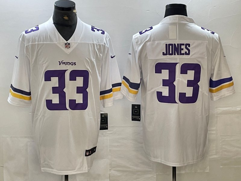 Men’s Minnesota Vikings Aaron Jones #33 White Jersey