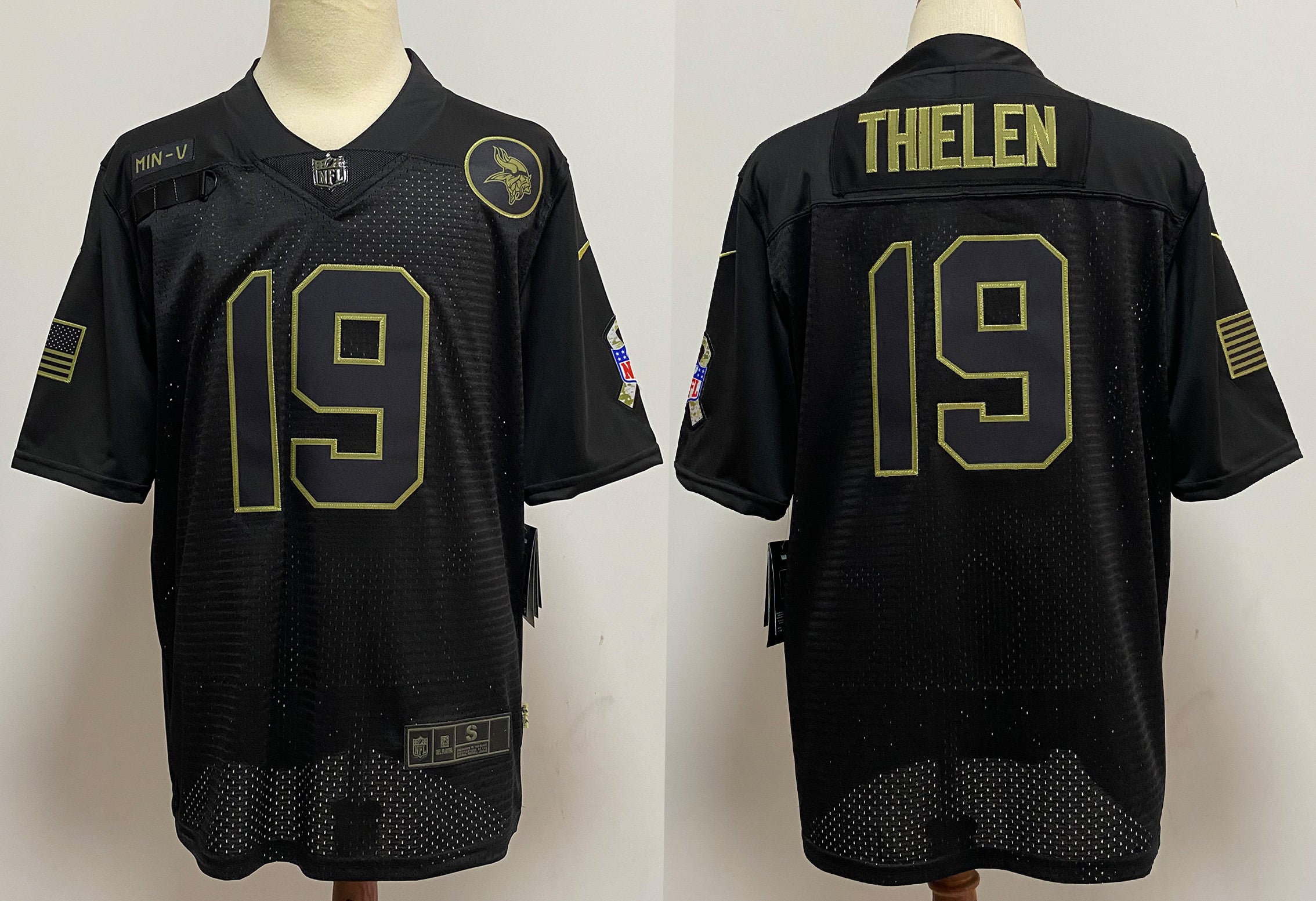 Men’s Minnesota Vikings Adam Thielen Black 2020 Salute To Service Limited Jersey