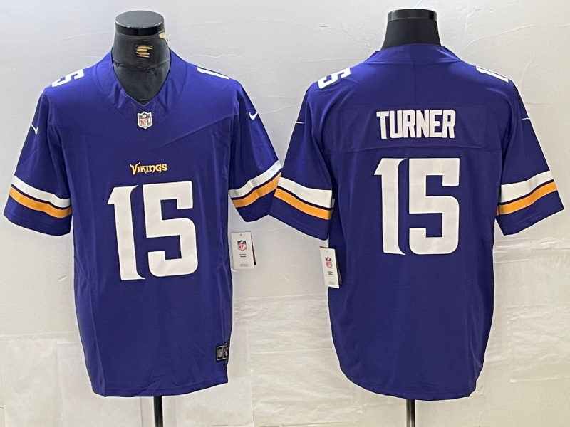Men’s Minnesota Vikings Dallas Turner #15 Purple Jersey