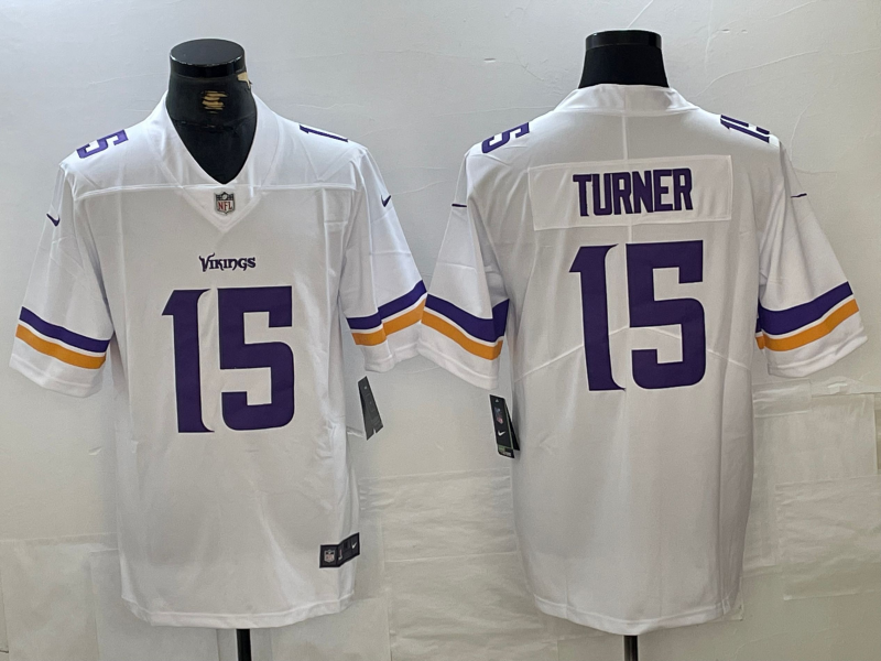 Men’s Minnesota Vikings Dallas Turner #15 White Jersey