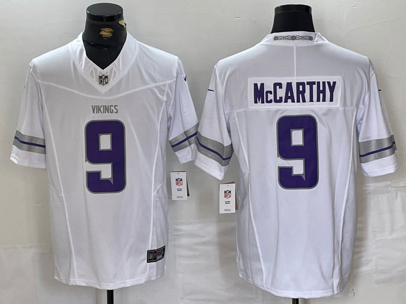 Men’s Minnesota Vikings J.J. McCarthy #9 White Alternate Vapor F.U.S.E. Elite Jersey