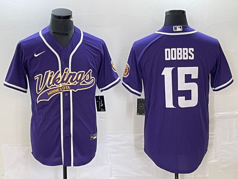 Men’s Minnesota Vikings Joshua Dobbs #15 Purple Jersey Joint Edition