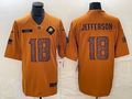 Men’s Minnesota Vikings Justin Jefferson #18 Brown 2023 Salute To Service Limited Jersey