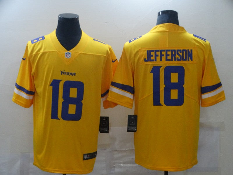 Men’s Minnesota Vikings Justin Jefferson #18 Yellow Inverted Legend Jersey