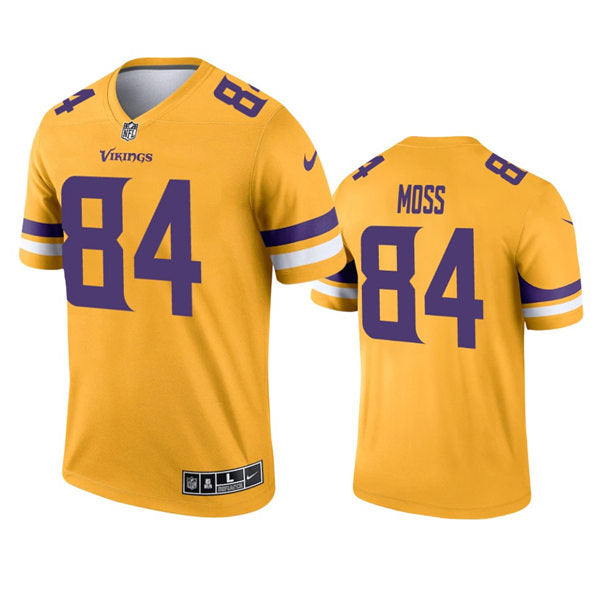 Men’s Minnesota Vikings Retired Player #84 Randy Moss Nike Gold Inverted Limited Jersey