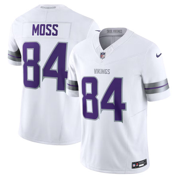 Men’s Minnesota Vikings Retired Player #84 Randy Moss Nike White Alternate Vapor F.U.S.E. Winter Warrior Limited Jersey