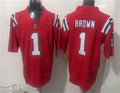 Mens New England Patriots #1 A.J. Brown Nike Red Alternate Vapor F.U.S.E. Limited Jersey