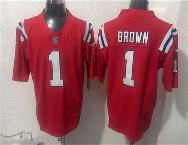 Mens New England Patriots #1 A.J. Brown Nike Red Alternate Vapor F.U.S.E. Limited Jersey