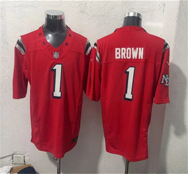 Mens New England Patriots #1 A.J. Brown  Red Rivalries Replica F.U.S.E. Limited Jersey