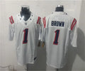 Mens New England Patriots #1 A.J. Brown White Rivalries Replica F.U.S.E. Limited Jersey
