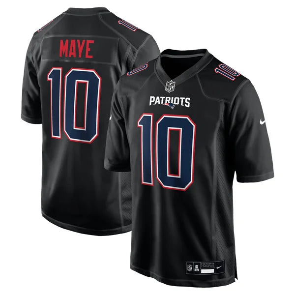Mens New England Patriots #10 Drake Maye  Black Fashion Game Jersey